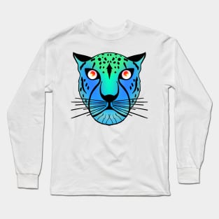 Neon Blue and Green Leopard Long Sleeve T-Shirt